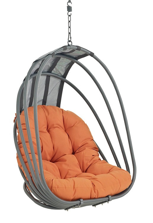 Harmon Outdoor Hanging Patio Swing Chair-Orange Cushion