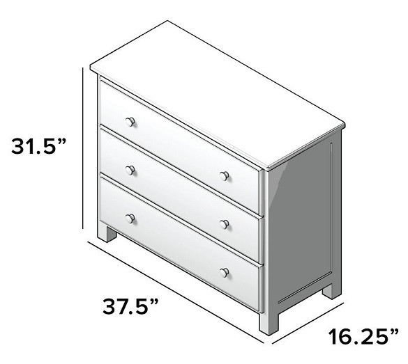 Almere Gray 3 Drawer Chest Dimensions
