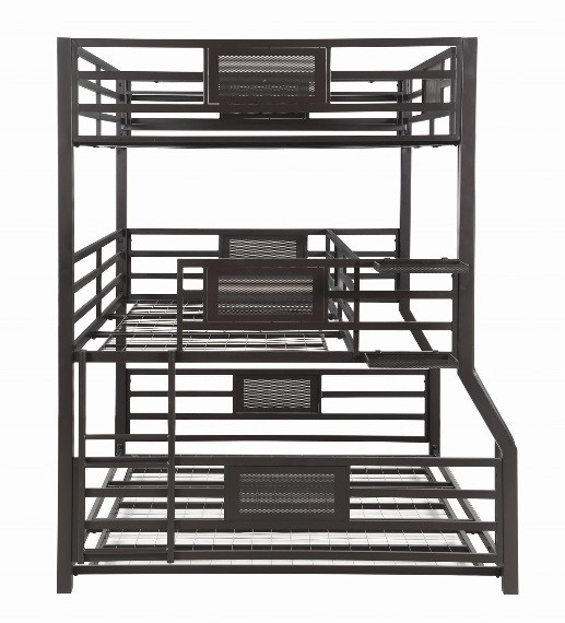 Triad Metal Full over Twin XL over Queen Triple Bunk Bed Side View