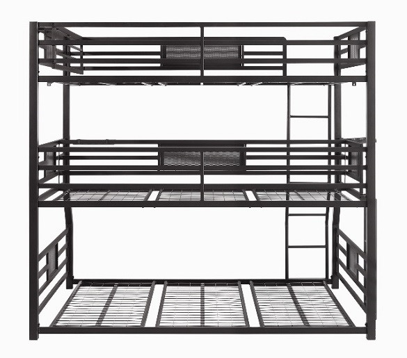 Triad Metal Full over Twin XL over Queen Triple Bunk Bed Back View