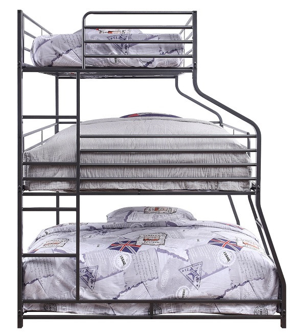 Kani Metal Twin XL over Full XL over Queen 3 Bed Bunk Bed Side View
