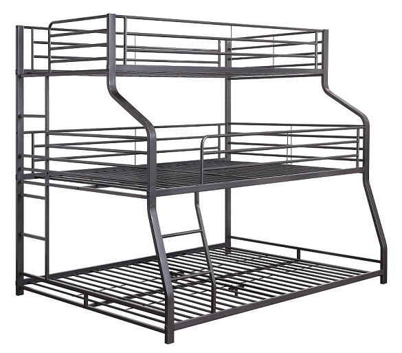 Kani Metal Twin XL over Full XL over Queen 3 Bed Bunk Bed No Mattresses