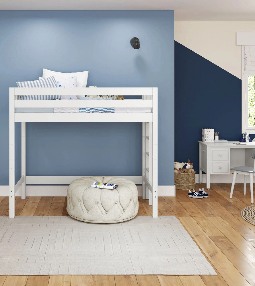 Crystal White Twin XL College Loft Bed Front View Room