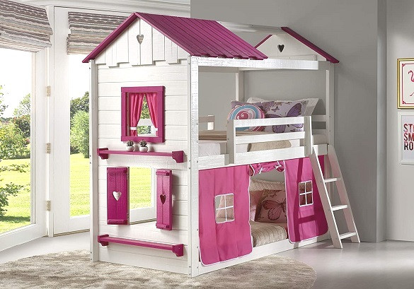 English Cottage Twin Low Bunk Bed Room