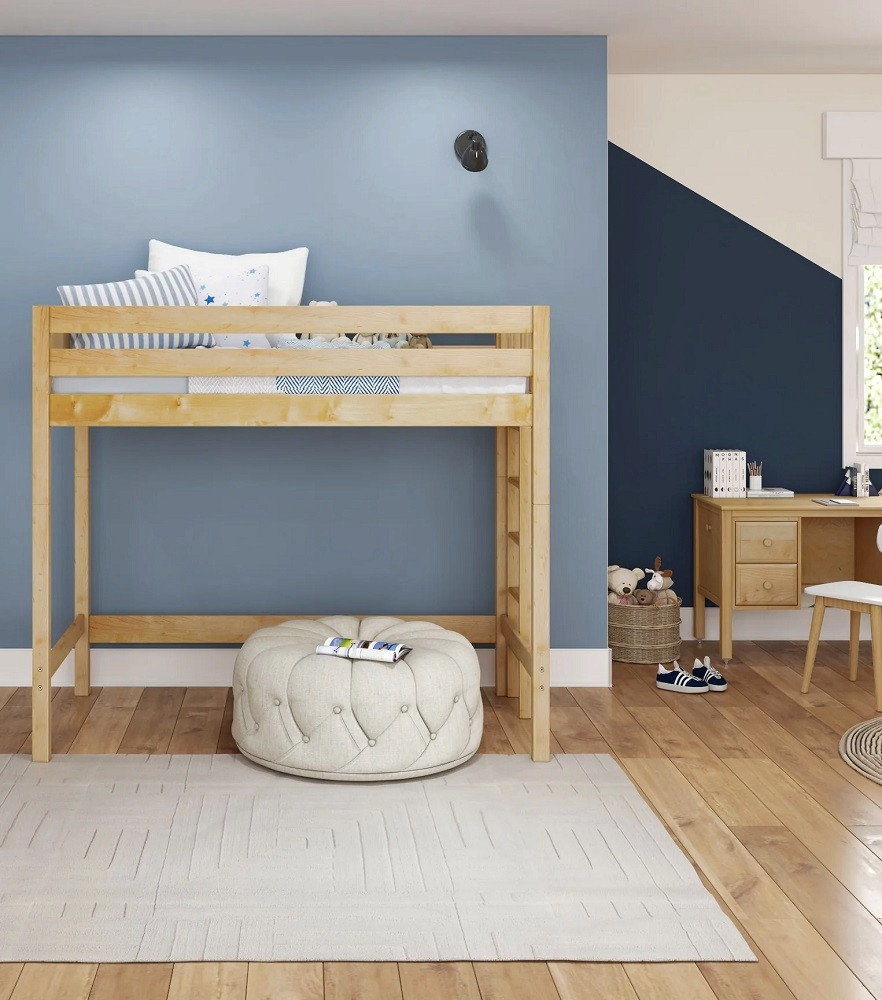 Becks Natural Twin XL College Loft Bed Front View Room
