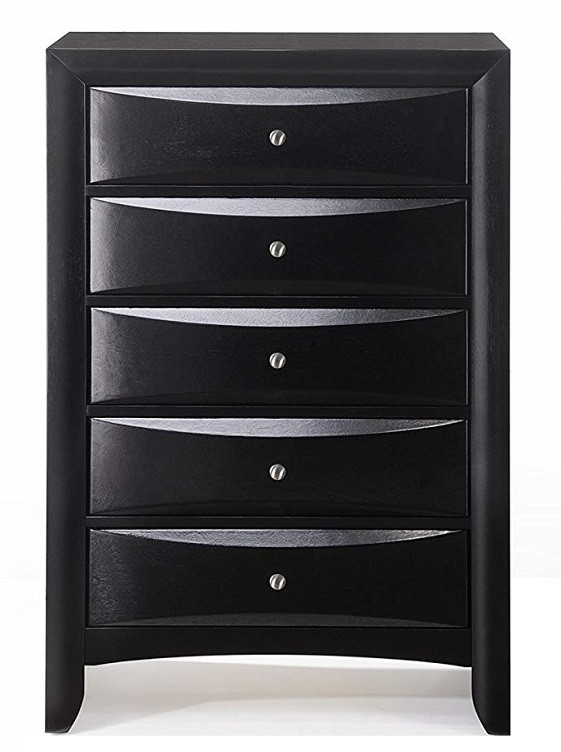 Manville Black 5 Drawer Chest Front View