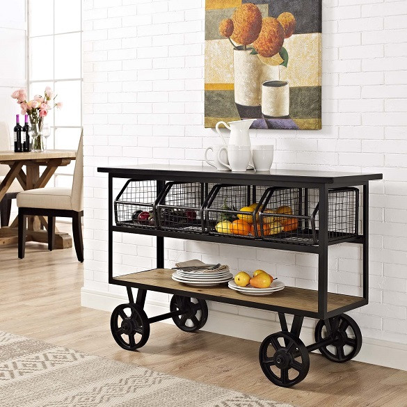 Tripoli Metal Serving Cart with Baskets Room