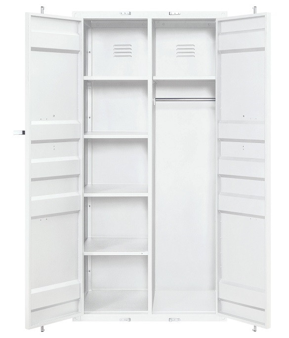 Shipping Container White Metal Storage Cabinet Open
