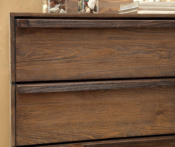 Calistoga Burnished Brown Chest of Drawers Bar Handle Detail