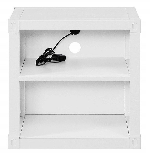 Shipping Container White Metal Nightstand Front View