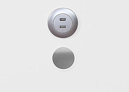 Shipping Container White Metal Nightstand USB Detail