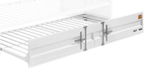 Shipping Container White Metal Bed Frame Optional Twin Trundle