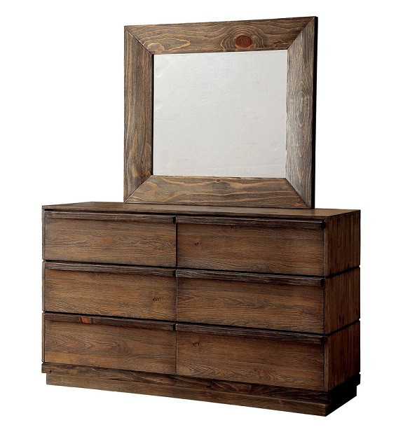 Calistoga Burnished Brown Wooden Mirror shown with Optional 6 Drawer Dresser