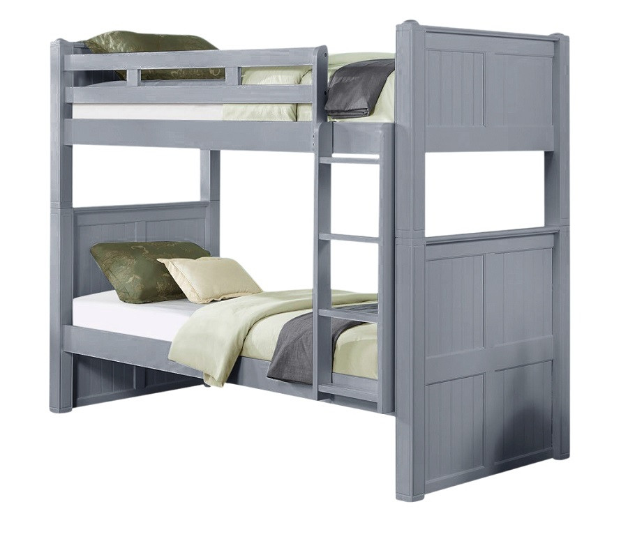 Moreno Grey Twin XL Bunk Beds shown with Optional Short Vertical Ladder