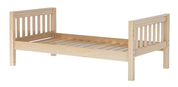 Lingo Natural Finish Kids Twin Bed-Slatted Ends