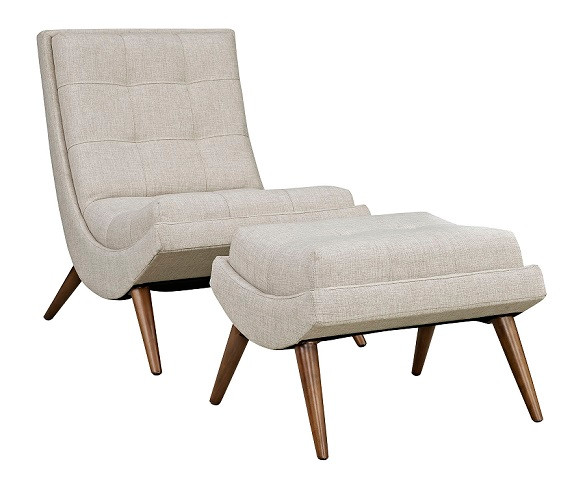Millicent Sand Armless Lounge Chair and Ottoman