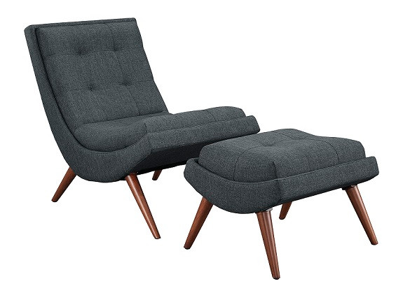 Millicent Grey Armless Lounge Chair and Ottoman