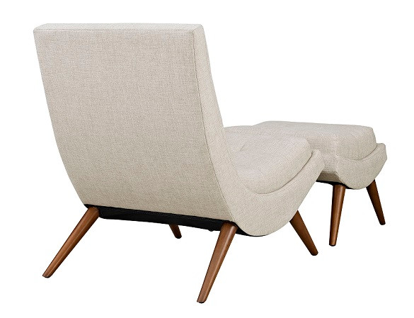 Millicent Sand Armless Lounge Chair and Ottoman Back View