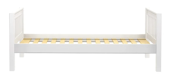 Lingo White Finish Kids Twin Bed-Slatted Ends Side View