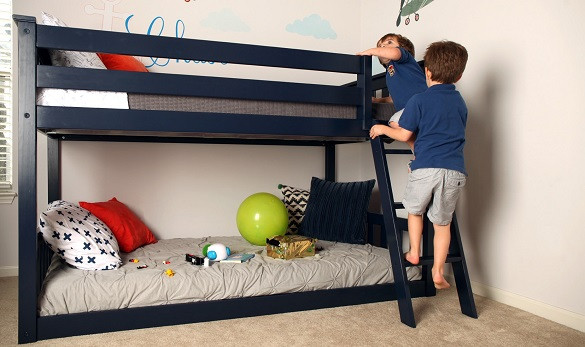 Brody Blue Low Bunk Beds for Kids Kids on Ladder Room