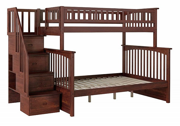 Ogden Walnut Bunk Bed with Stairs twin over full