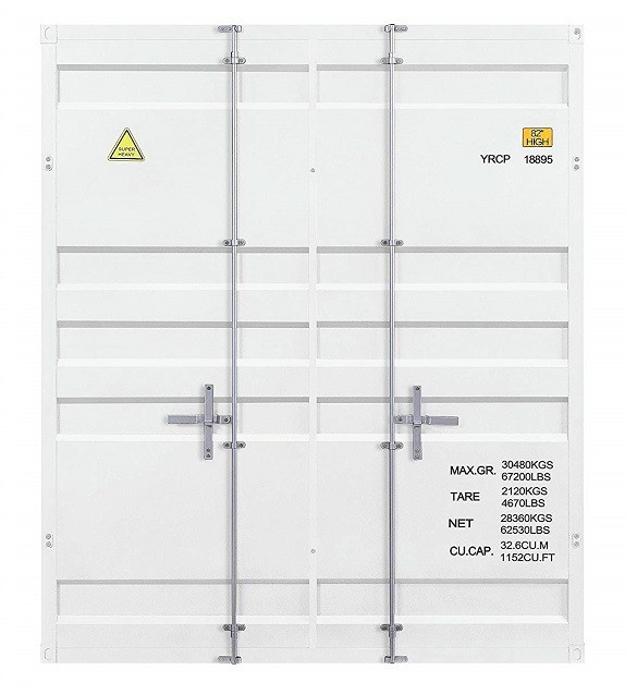 Shipping Container Full Size White Metal Bunk Beds Side View