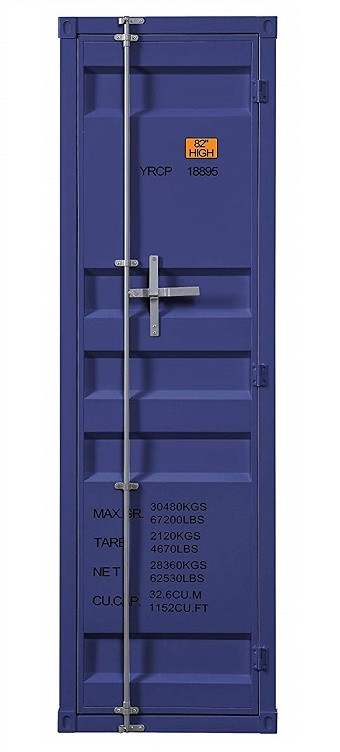 Shipping Container Blue Metal Wardrobe Front View