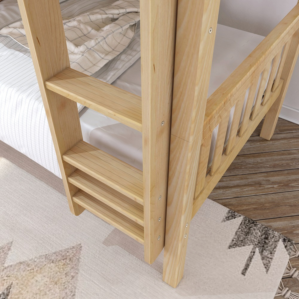 Leta Natural Queen Triple Bunk Bed Ladder Detail