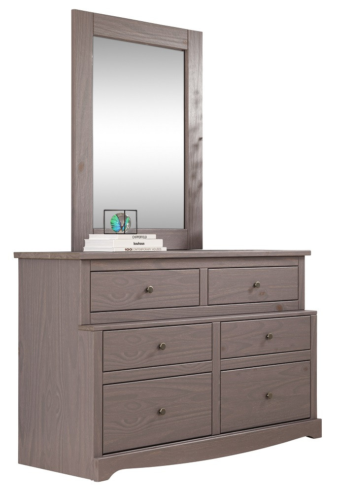 Tribeca Distressed Walnut Tall Mirror shown with Optional 6 Drawer Dresser
