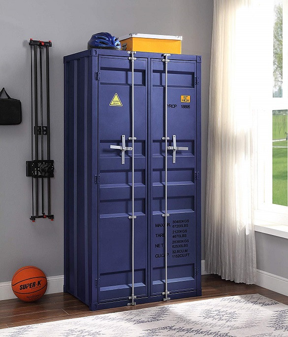 Shipping Container Blue Metal Storage Cabinet lifestlye