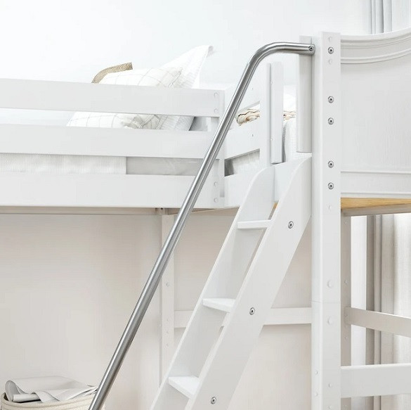Perdue White Corner L Shaped Loft Bed Angled Ladder Detail Room
