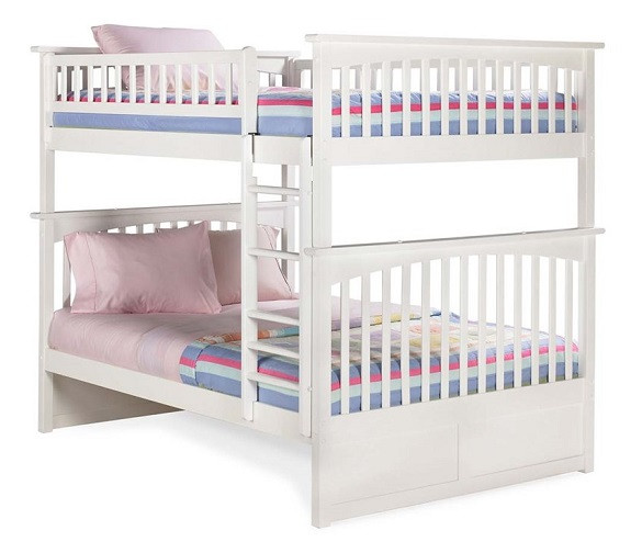 Cardiff White Bunk Beds Full over Full