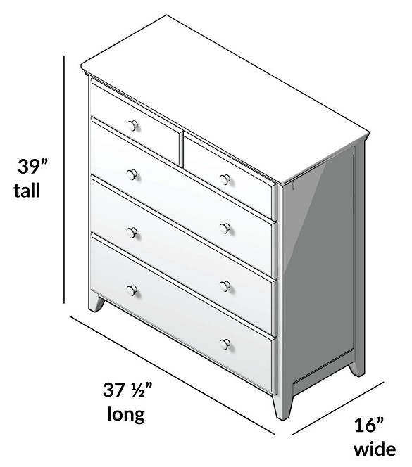 Baldwin Blue 5 Drawer Chest Dimensions
