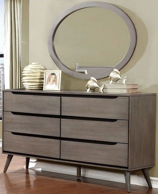 Gunnar Grey 6 Drawer Dresser shown with Optional Oval Mirror