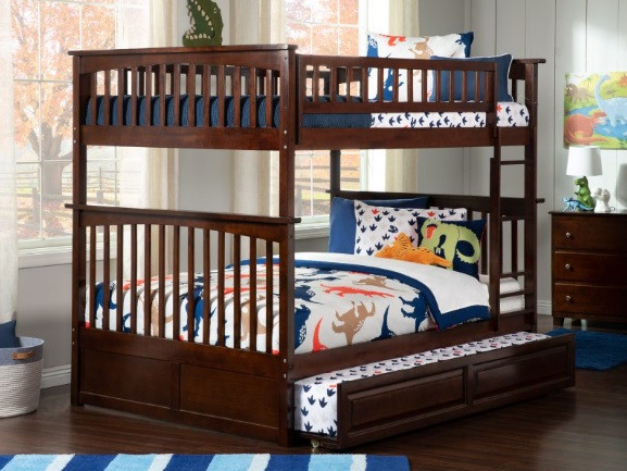 Fernando Walnut Bunk Beds full over full with trundle