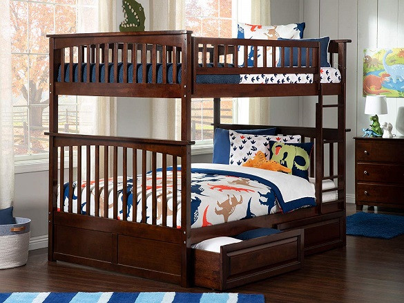 Fernando Walnut Bunk Beds full over full with storage drawers