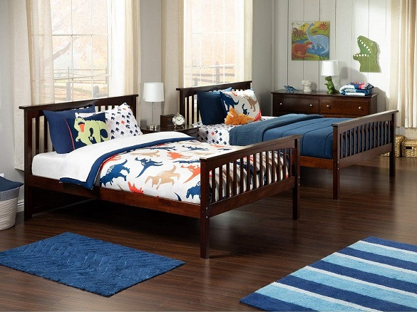 Fernando Walnut Bunk Beds full over full beds separated