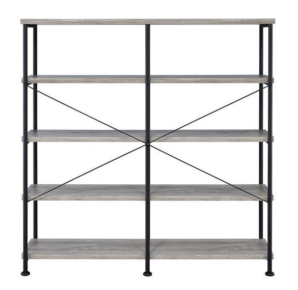 Adam Weathered Gray Large Bookcase Back View