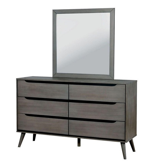 Gunnar Grey Rectangle Mirror shown with Optional Dresser