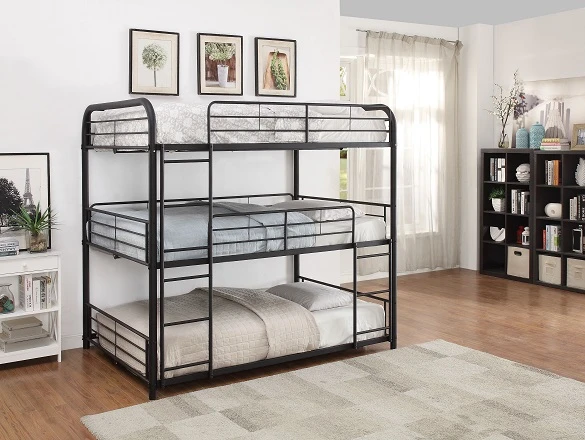 Mitchell Black Metal Triple Full Bunk Bed Room