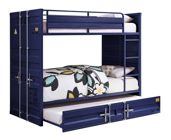 Shipping Container Twin Blue Metal Bunk Beds