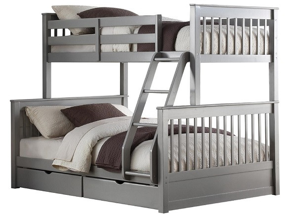 Fairen Gray Twin over Full Bunk Bed with Storage