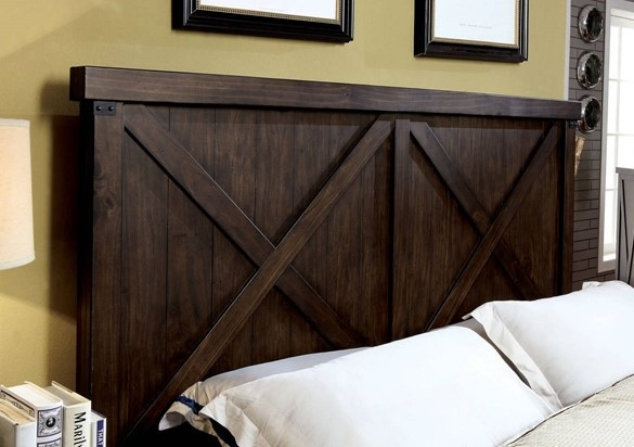 Booker Dark Walnut Panel Bed Headboard Detail