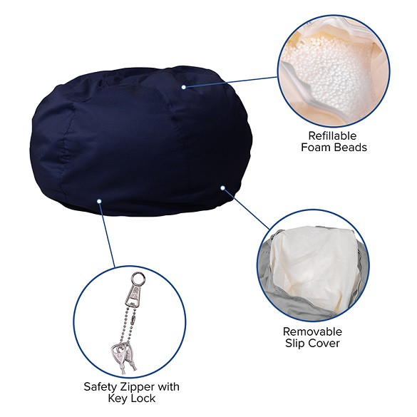 Navy Blue Bean Bag Chairs for Teens Details