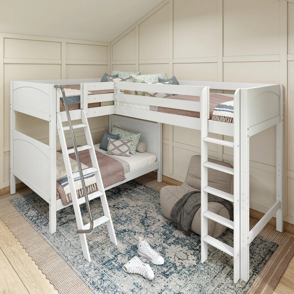 Annapurna White Sleeps 4 Full Size Loft Bunk Beds-Panel Ends Room