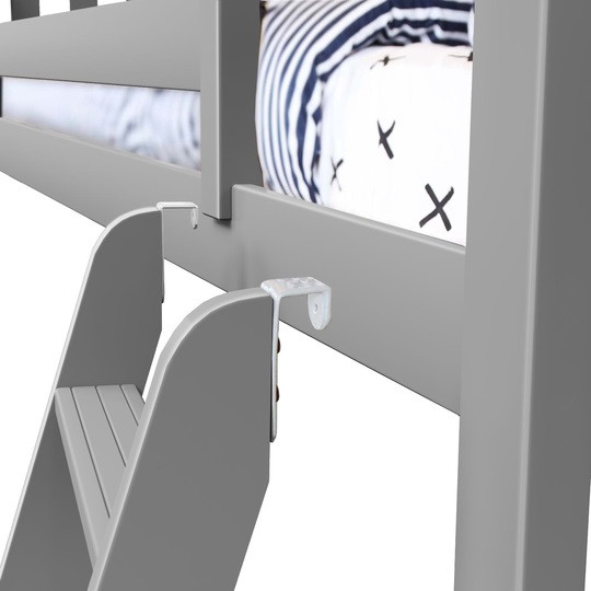 Rylan Gray Twin Loft Bed with Desk Ladder Detail
