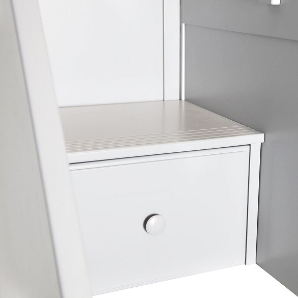 Anaya White Twin Loft Bed with Stairs and Desk Stair Detail