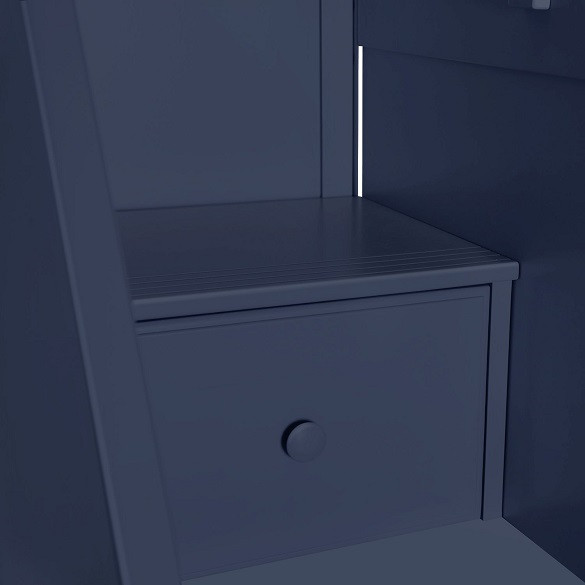 Braxton Blue Twin Loft Bed with Stairs and Desk Stair Detail