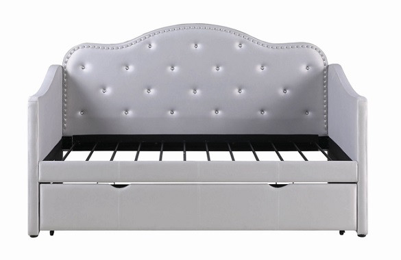Nia Gray Upholstered Twin Daybed with Trundle Front View