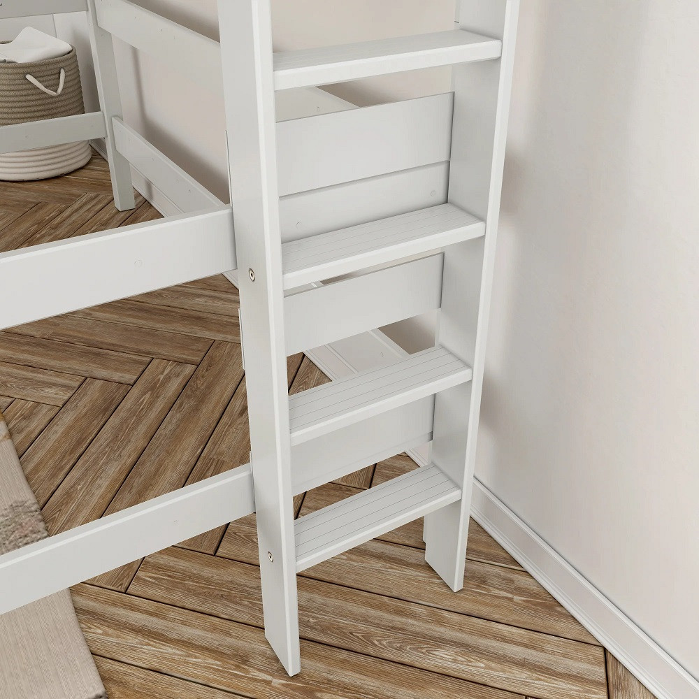 Crystal White L Shaped Loft Bed Ladder Detail Room